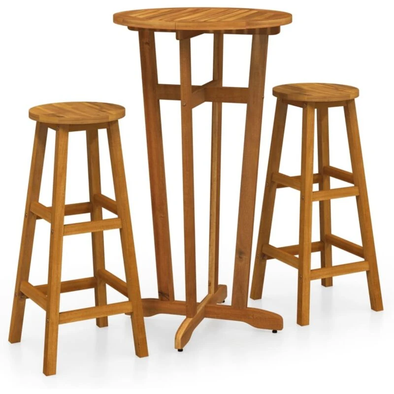 Image of VIDAXL 3 Piece Bar Set Solid Wood Acacia Vidaxl 8720845693084