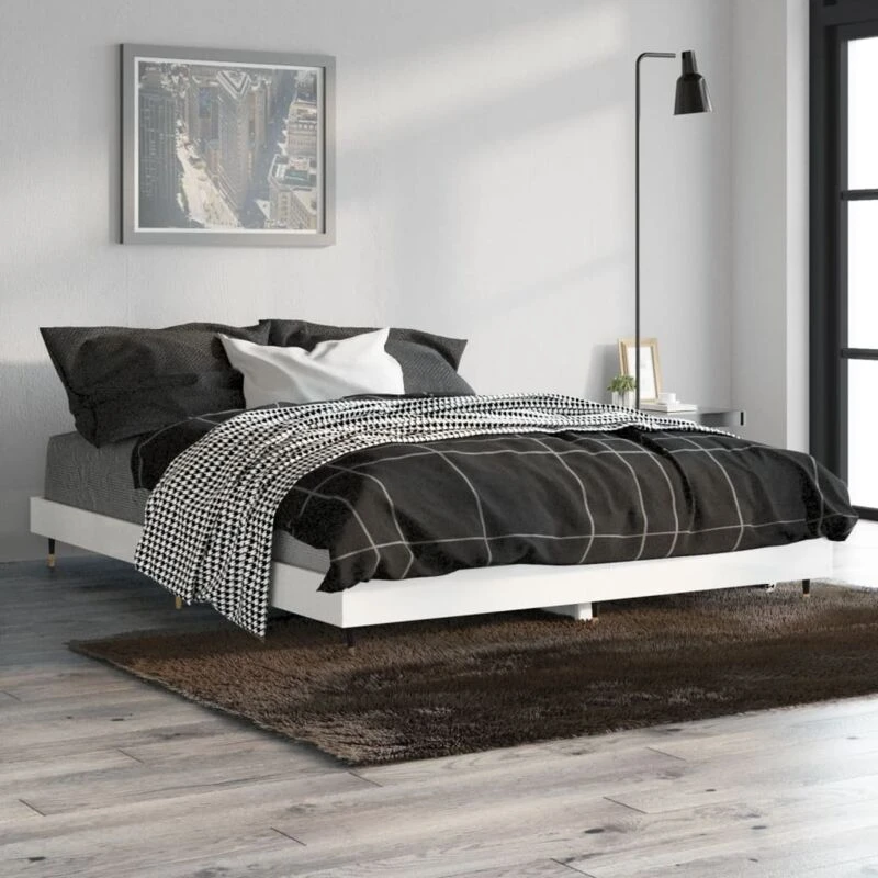 Image of VIDAXL Bed Frame without Mattress High Gloss White 140x190cm Vidaxl 8720845796600