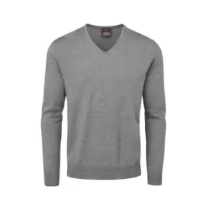 image of Oscar Jacobson Merino V-Neck Sweater - Grey