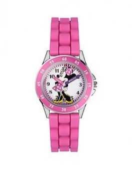 image of Disney Minnie Mouse Time Teacher Dial Pink Silicone Strap Kids Watch