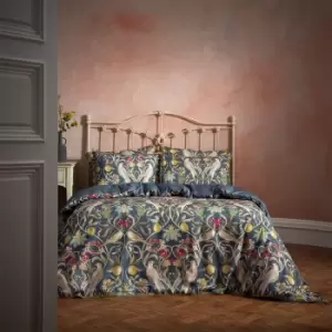 image of Liberty Traditional Floral Printed Piped Duvet Cover Set Navy, Navy / King