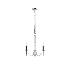 image of Stanford 3 Light Multi Arm Ceiling Pendant Chandelier Polished Nickel, E14