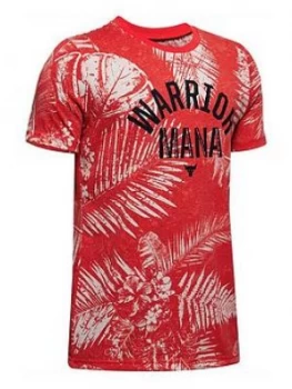 Image of Urban Armor Gear Boys Project Rock Warrior Mana T-Shirt - Red Black, Size 11-12 Years, L