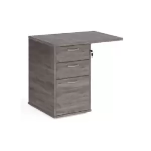 Image of Desk high 3 drawer pedestal 600mm deep with 800mm flyover top - grey oak