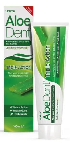 image of AloeDent Aloe Vera Triple Action Fluoride Free ToothPaste 100ml