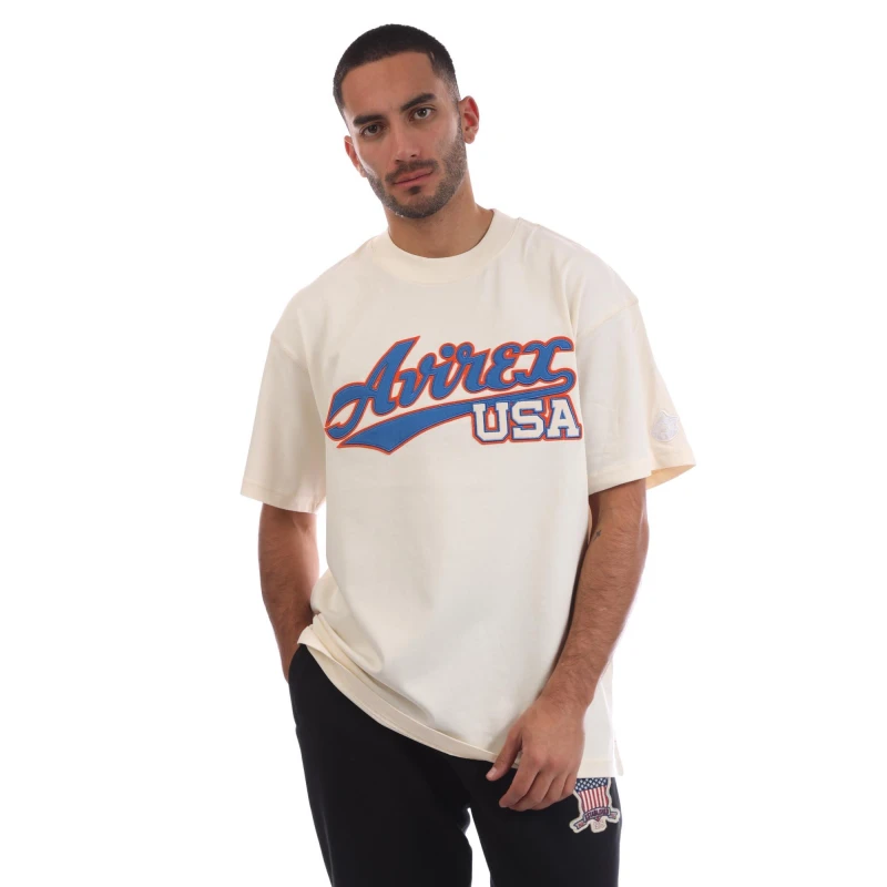 Image of Avirex Mens Concourse Oversized T-Shirt Ecru male X Small