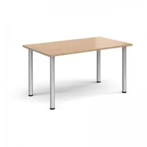 Image of Rectangular silver radial leg meeting table 1400mm x 800mm - beech
