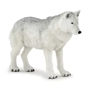 image of PAPO Wild Animal Kingdom Polar Wolf Toy Figure, Three Years or Above, White (50195)