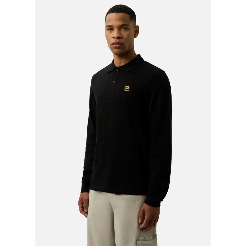 Image of Patrick Mens Luca Long-Sleeve Polo Shirt Black male 2X Large