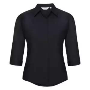 Image of Russell Collection Ladies 3/4 Sleeve Poly-Cotton Easy Care Fitted Poplin Shirt (3XL) (French Navy)