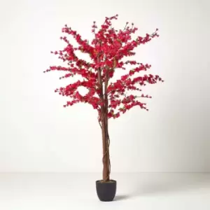 Image of Artificial Blossom Tree Cerise Pink Silk Flowers - Pink - Homescapes