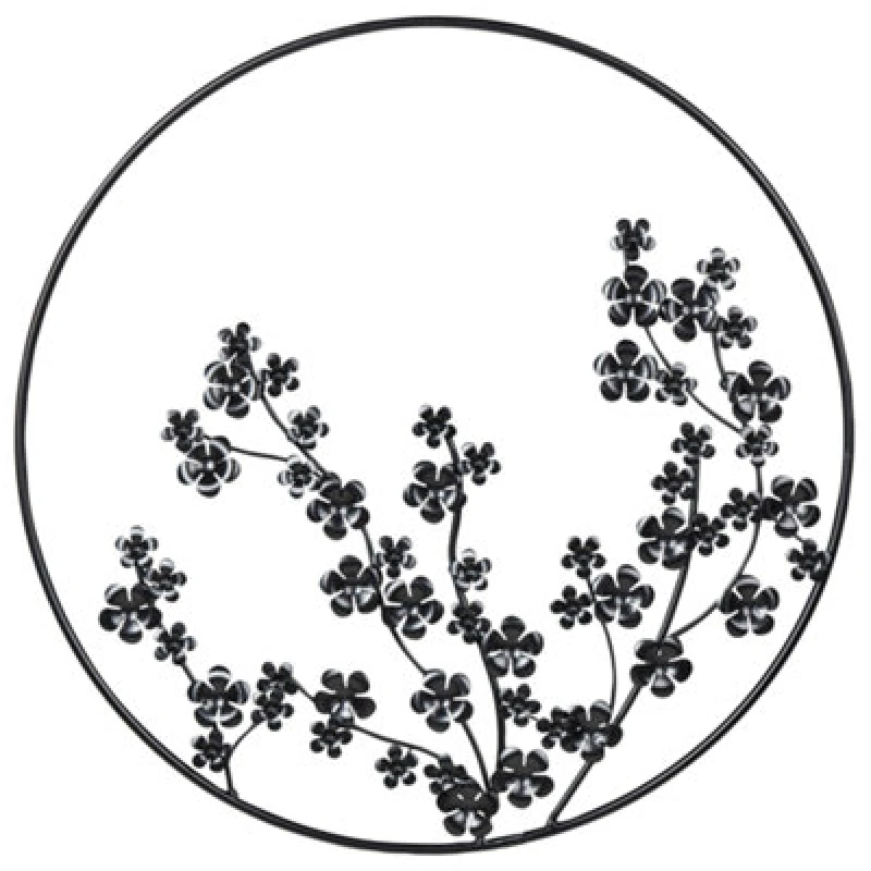 Image of Beliani Wall Decor Flower Strontium Metal 70 Cm Black