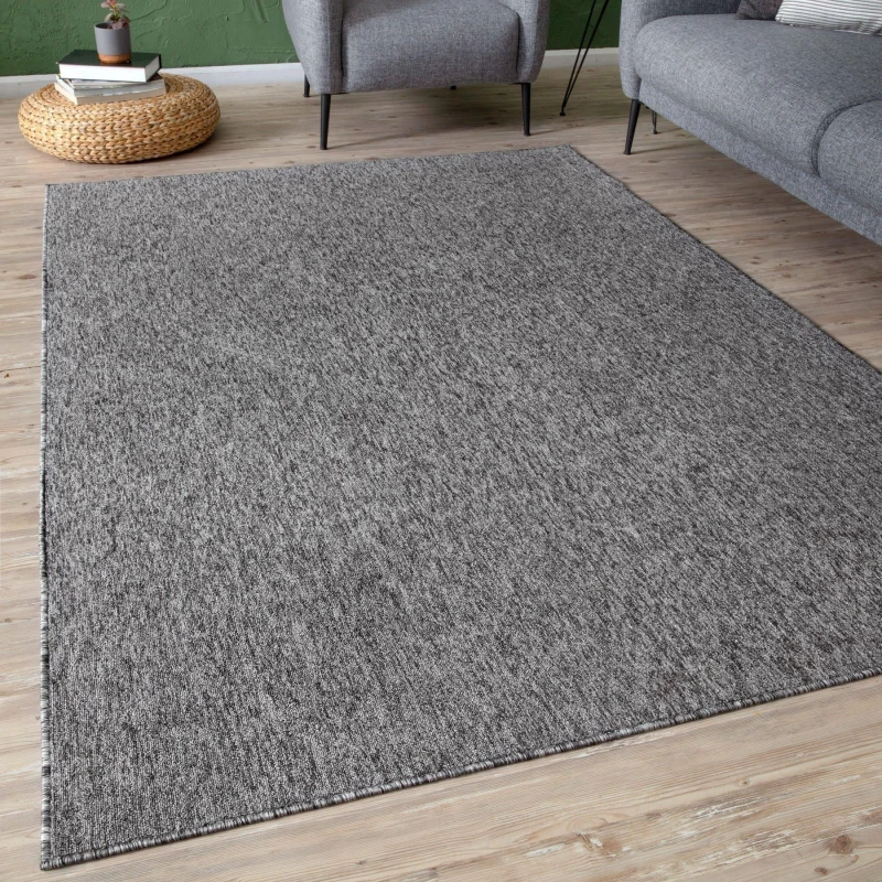 Image of THE RUGS Flex Collection Solid Design Low Pile Living Room Rugs in Grey 1000G Size: 140cm x 200cm Grey Unisex 140cm x 200 cm