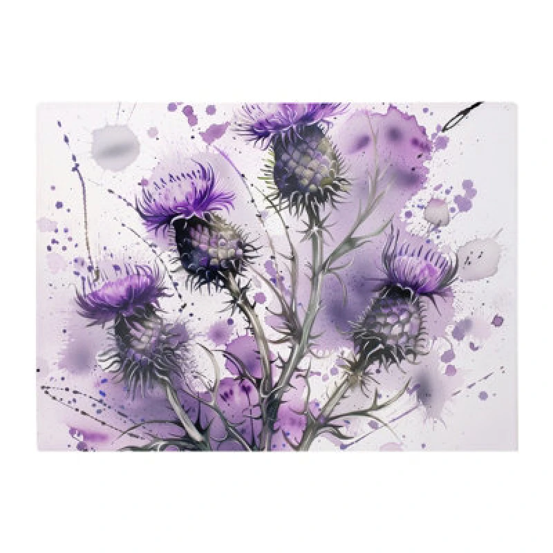 Image of Warren Reed Designer Vibrant Scottish Thistle Art Chopping Board