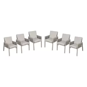 Image of Dellonda Fusion 6pc Garden/Patio Dining Chair with Armrests Light Grey DG49
