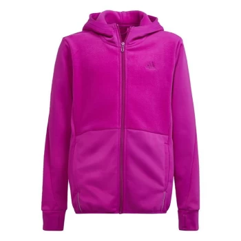 Image of adidas Designed to Move Fleece Hoodie (Gender Neutral) Ki - Sonic Fuchsia