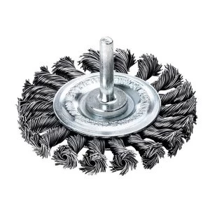 image of Lessmann Knotted Wheel Brush with Shank 75 x 9mm, 0.50 Steel Wire