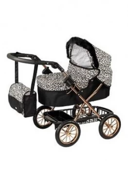 Image of Leopard Print With Fur Trim Dolls Pram
