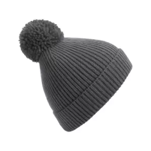 Image of Beechfield Engineered Knit Ribbed Pom Pom Beanie (One Size) (Graphite Grey)
