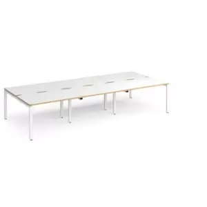 Image of Dams Adapt triple back to back desks 3600mm x 1600mm - white frame, white top wi