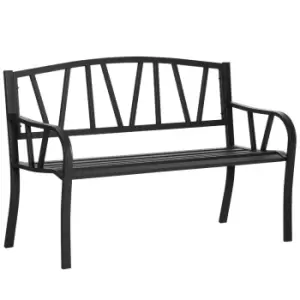 image of Alfresco 2 Seater Metal Garden Bench, black