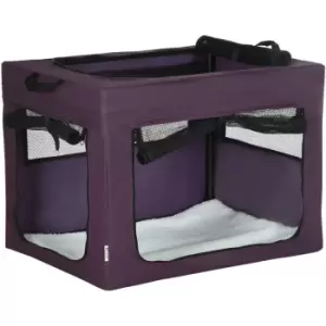 image of 69cm Foldable Pet Carrier w/ Cushion, for Miniature, Small Dogs - Purple - Purple - Pawhut