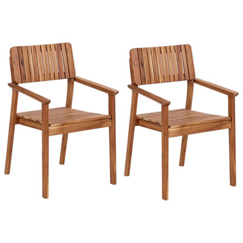 Image of Beliani Set Of 2 Garden Chairs Agello Acacia Wood Brown
