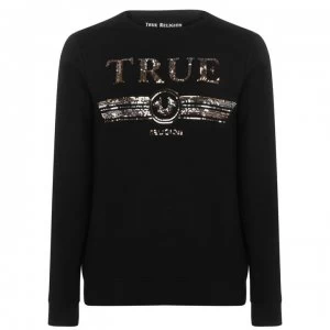 True Religion Sequin Crew Sweatshirt - Black/Gold 1001