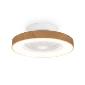 Image of Tibet Mini LED Dimmable Ceiling Light & 35W DC Fan, Remote Control, Wood Effect/White