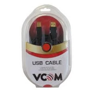 image of VCOM USB 2.0 A (M) to USB 2.0 B (M) 5m Black Retail Packaged Printer/Scanner Data Cable