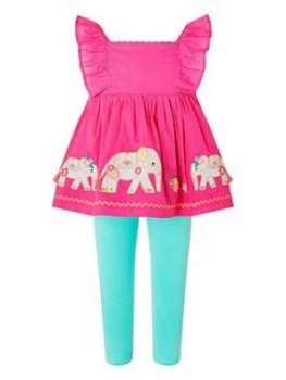 Image of Monsoon Baby Girls 2 Piece Nelly Top And Leggings Set - Pink