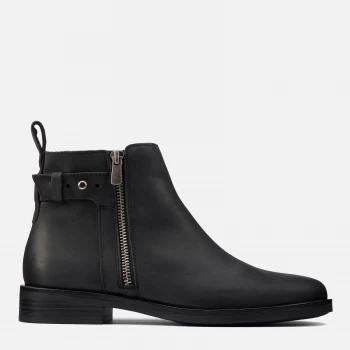 Image of Clarks Womens Memi Lo Leather Flat Ankle Boots - Black - UK 3