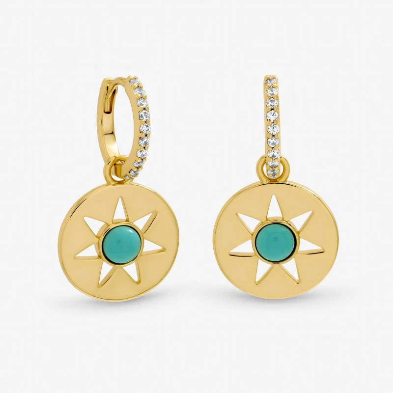 Image of Inicio Turquoise Celestial Earrings - Gift Pouch Stud Earrings One Size Gold 41449610000