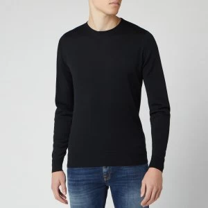 Image of John Smedley Mens Lundy 30 Gauge Extra Fine Merino Crew Neck Jumper - Black - M