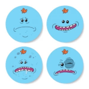 Rick and Morty Mr Meeseeks Face Coaster Set