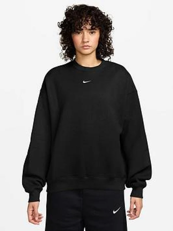Image of Nike Sportswear Phoenix Fleece Womens Over-Oversized Crewneck Sweatshirt - Black Female 8