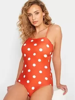 Image of Long Tall Sally Rust Polka Dot Swimsuit, Orange, Size 20, Women