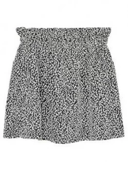 Image of Mango Girls Printed Elasticated Waist Skirt - Black/White, Size Age: 9-10 Years, Women