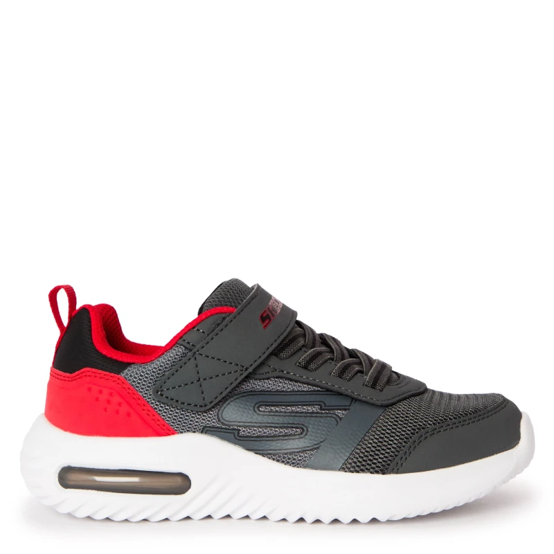 Image of Skechers Bounder-Tech Slip On Trainers Unisex Kids Charcoal/Red unisex C10 (27.5)
