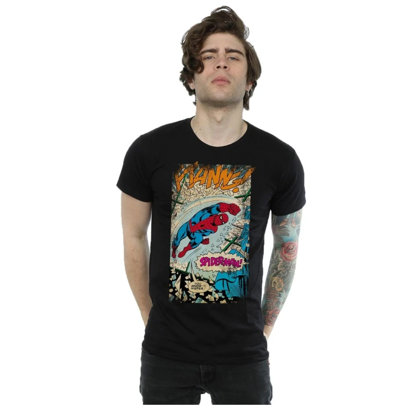 Image of Marvel Marvel Men Spider-Man Ftanng T-Shirt in Black Size: Small Black S Male 5057245323147
