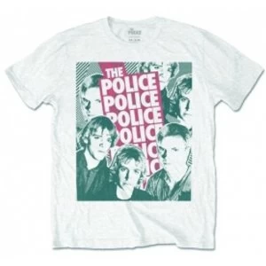 Image of The Police Halftone Faces Mens White Tshirt: Large