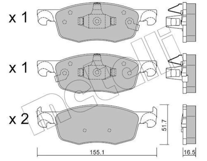 Image of METELLI Brake pad set METELLI 22-1282-0