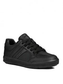 Image of Geox Boys Arzach Lace Up School Shoe, Black, Size 1 Older