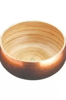 Image of Copper Finish Bamboo Serving Bowl, 17cm, Labelled