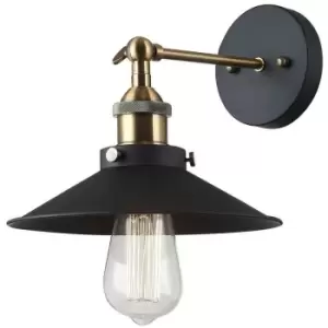 Italux Kermio - Industrial And Retro Wall Lamp Black 1 Light with Metal Alloy Shade, E27