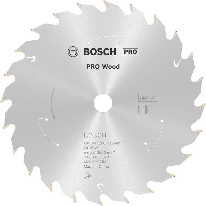 Image of Bosch PRO Cordless Wood Cutting Circular Saw Blade 2608837670 Diameter: 140mm