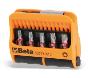 image of Beta Tools 860 TX/A10 10pc Torx Bit Set with Magnetic Holder in Case