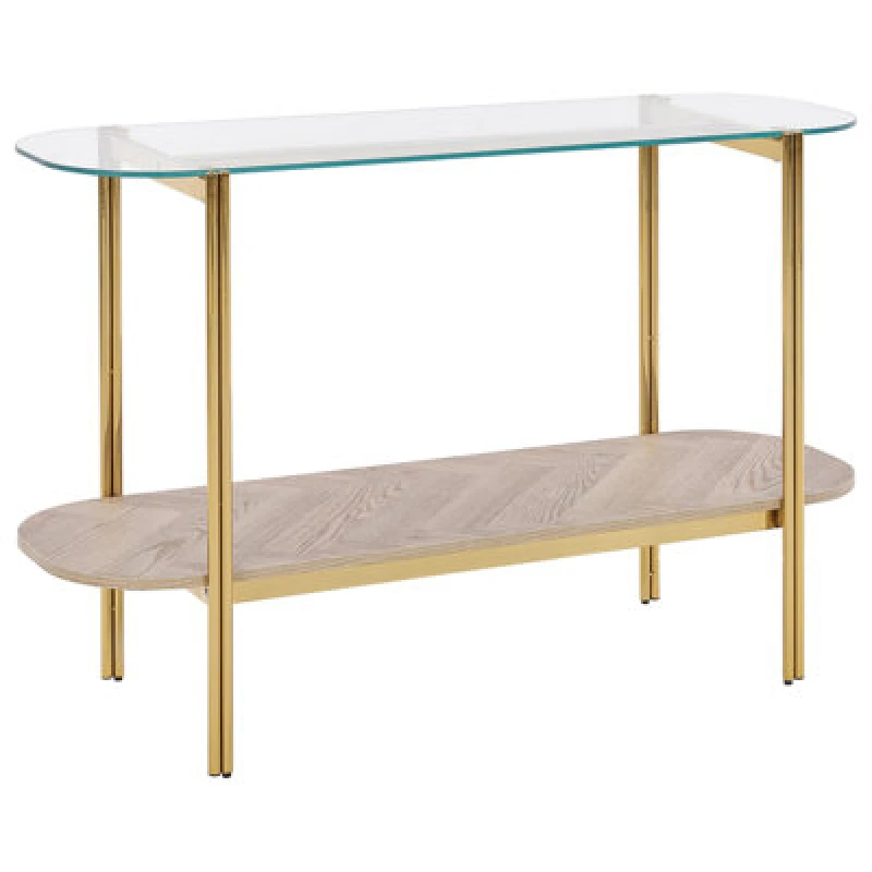 Image of Beliani Console Table Lovell Tempered Glass Gold