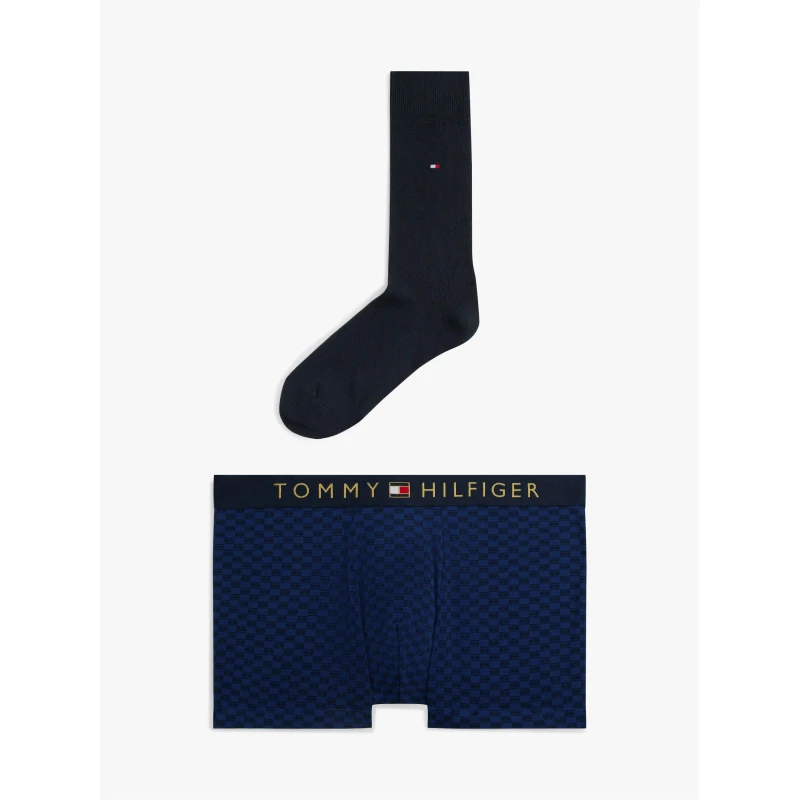 Image of Tommy Hilfiger Gold Waistband Trunk & Sock Set Navy/Navy male Medium