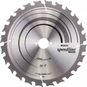 Image of Bosch Speedline Wood Cutting Table Saw Blade 250mm 24T 30mm